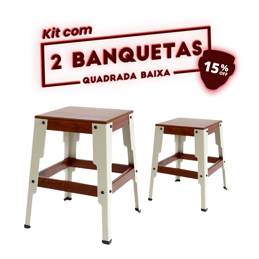 Kit 2 BANQUETAS BAIXA CINZA CLARO