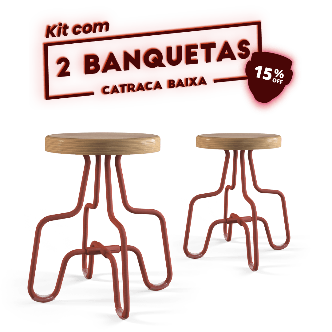 Kit 2 Banquetas Baixa Terracota Catraca