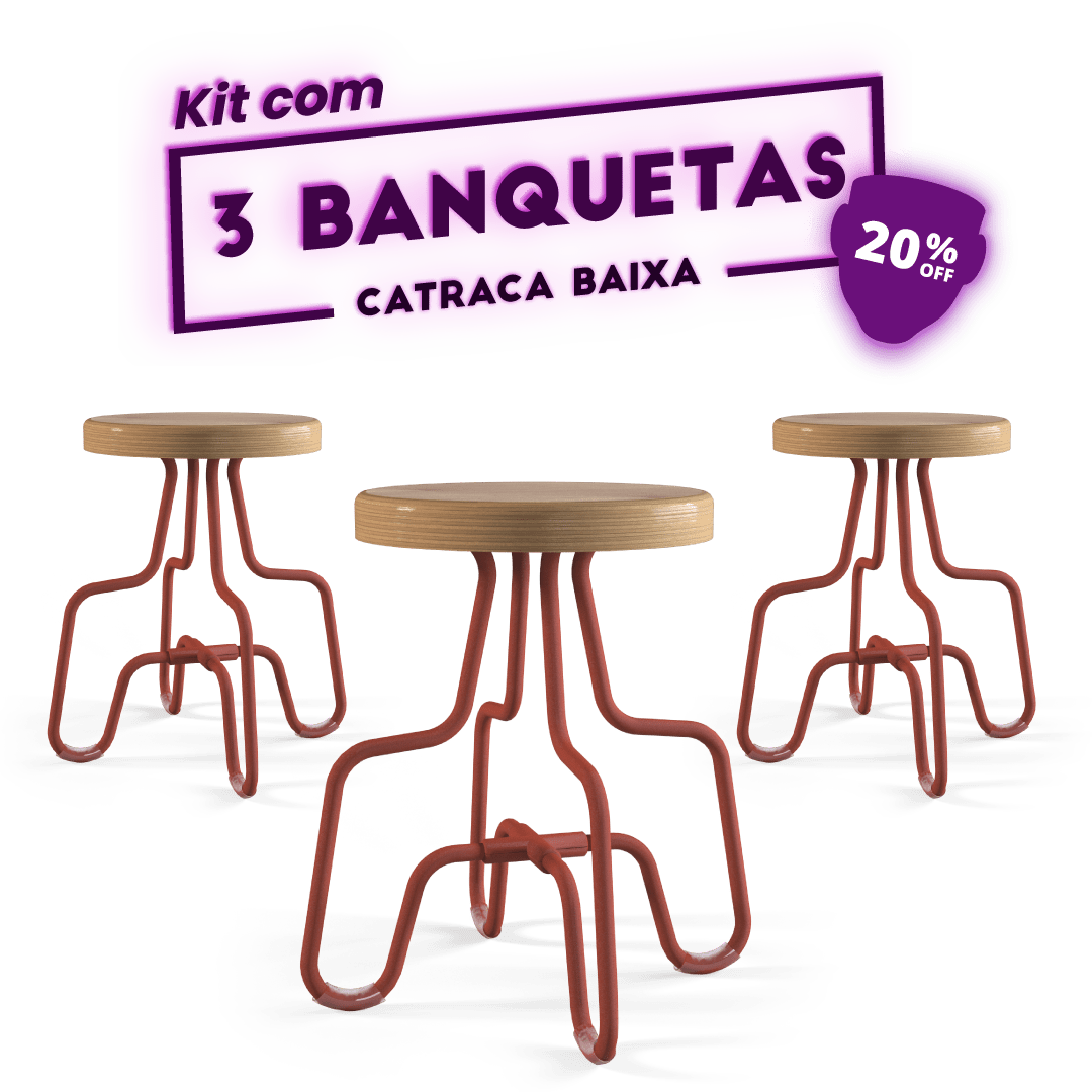 Kit 3 Banquetas Baixa Terracota Catraca