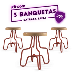 Kit 3 Banquetas Baixa Terracota Catraca